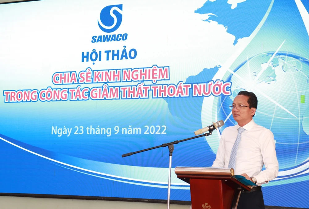 Ông Nguyễn Văn Đắng, Phó Tổng Giám đốc SAWACO phát biểu tại hội thảo