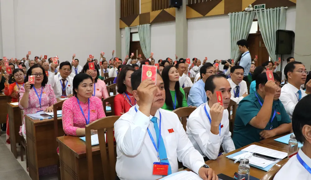 Đại biểu biểu quyết tại đại hội IMG_3841.JPG