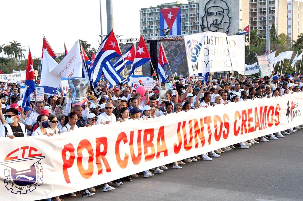 古巴多地举行集会游行要求美解除封锁