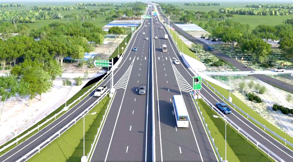 胡志明市环市四路经过平阳省路段配景图。