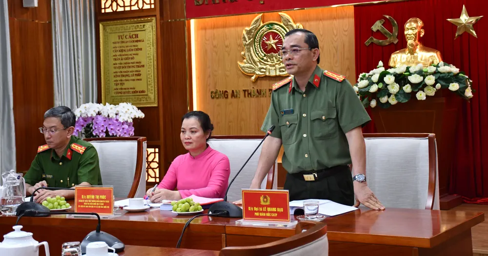 Đại tá Lê Quang Đạo, Phó Giám đốc Công an TPHCM phát biểu tại hội thảo hội thảo 2.jpg