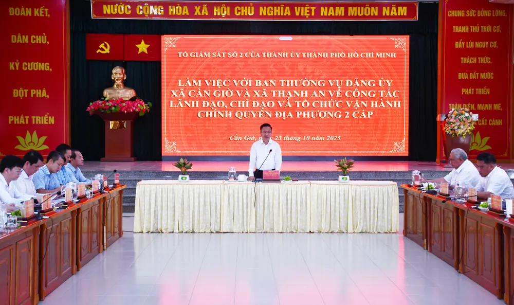 សមមិត្ត Dang Minh Thong លេខារងគណៈកម្មាធិការបក្សទីក្រុងហូជីមិញ ថ្លែងមតិក្នុងសម័យប្រជុំត្រួតពិនិត្យ។ giám sát cần giờ.jpg