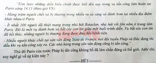 Học trò trường chuyên với đề thi “Khủng bố Paris” ảnh 1