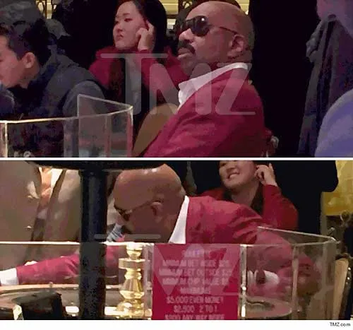 Hình ảnh Steve Harvey vui vẻ trong sòng bạc thâu đêm bị tung lên mạng - Ảnh chụp màn hình TMZ.