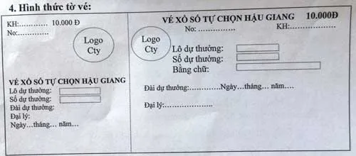 Hình thức dự kiến tờ vé số tự chọn của Công ty XSKT Hậu Giang.
