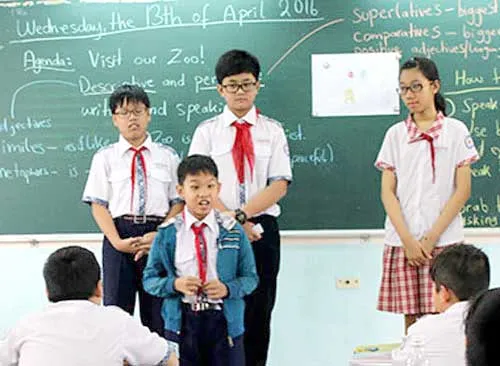 Một tiết học theo chương trình Tiếng Anh tích hợp tại Trường THCS Hoàng Hoa Thám, quận Tân Bình, TPHCM.