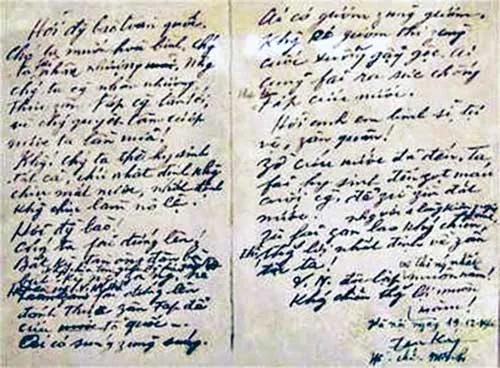 Bản thảo Lời kêu gọi Toàn quốc kháng chiến của Chủ tịch Hồ Chí Minh.