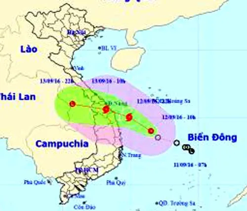 Vị trí và đường đi của cơn bão. Ảnh: TTKTTVTW Vị trí và đường đi của cơn bão. Ảnh: TTKTTVTW