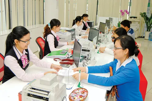 Hướng dẫn khách hàng làm thủ tục vay vốn tại VPBank.Ảnh: LONG THANH