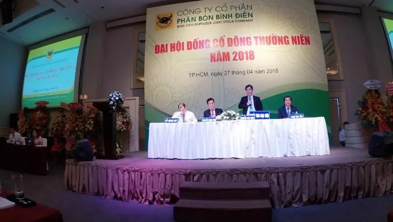 Đại hội cổ đông thường niên của Công ty CP phân bón Bình Điền. Ảnh: PHAN NAM
