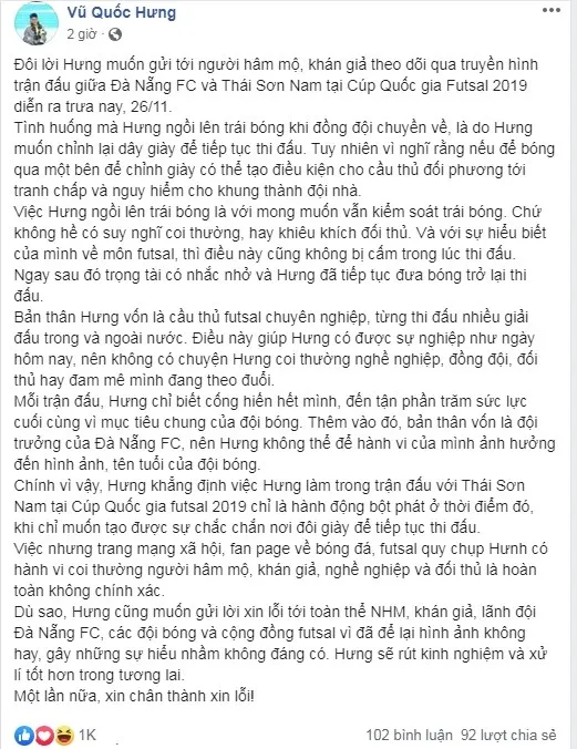 Tuyển thủ Việt Nam có hành vi xem thường futsal Thái Sơn Nam và khán giả? ảnh 2