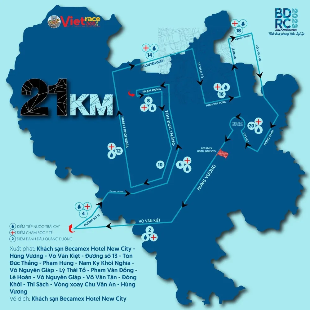 Sơ đồ lộ trình đua 21km