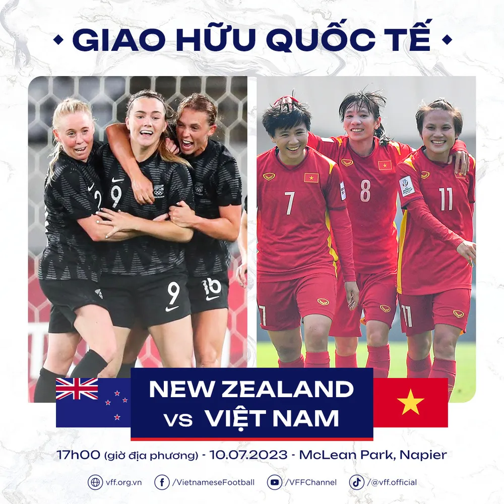 Đội tuyển nữ Việt Nam "làm nóng" cho VCK World Cup 2023 bằng cuộc so tài cùng đội tuyển nữ New Zealand