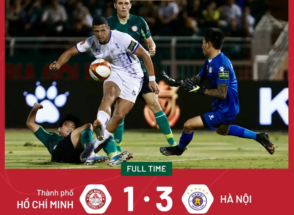 CLB Hà Nội vươn lên ngôi đầu bảng sau chiến thắng 3-1 trước CLB TPHCM