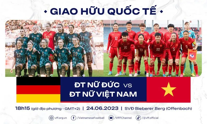Đội tuyển nữ Việt Nam gặp đội tuyển Đức trên đường tham dự VCK World Cup 2023