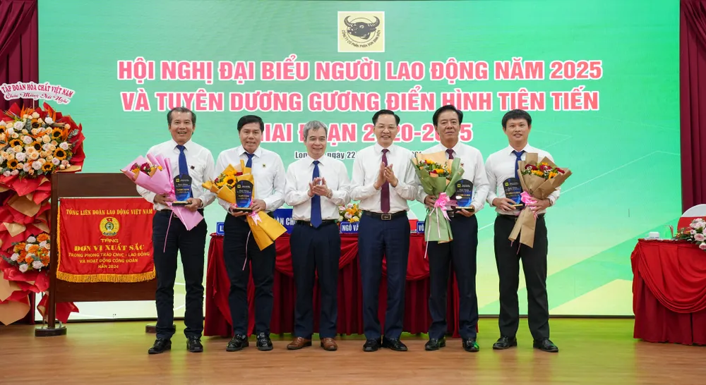 Lãnh đạo Tập đoàn Hoá chất Việt Nam khen thưởng Ban điều hành Công ty CPPB Bình Điền.