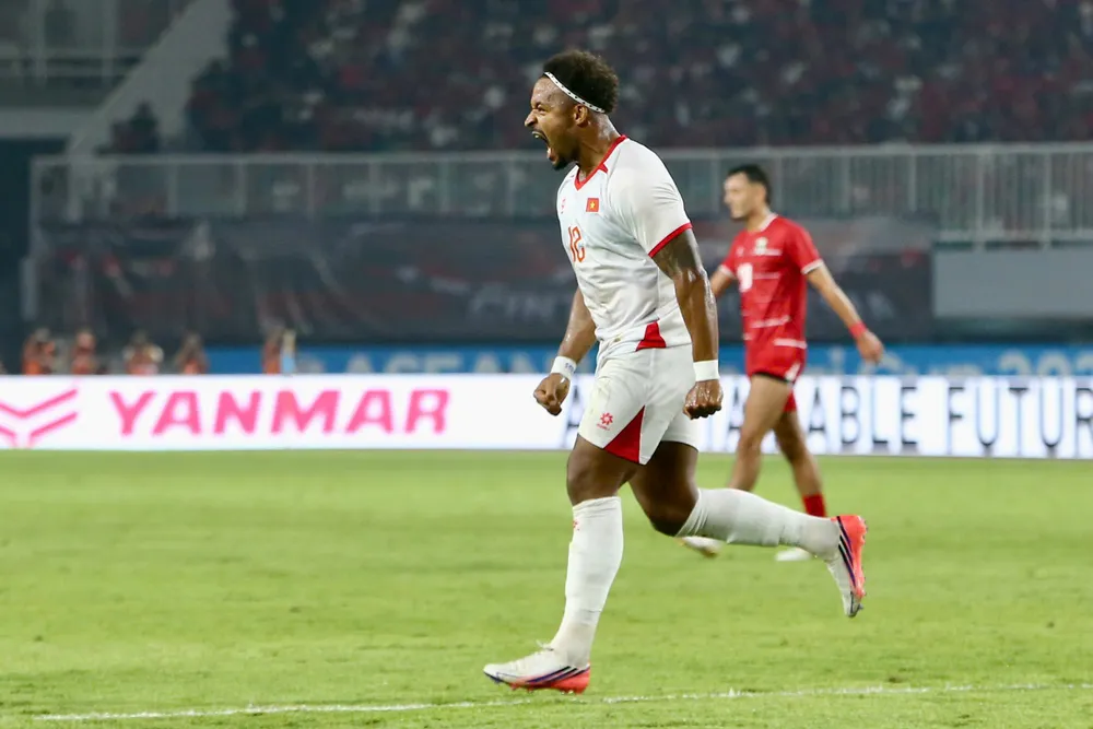 Xuân Son ăn mừng bàn thắng nâng tỷ số lên 3-0. Ảnh: TÔ AN