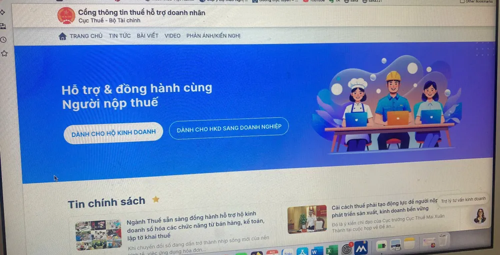 Vận hành cổng thông tin thuế hỗ trợ hộ kinh doanh