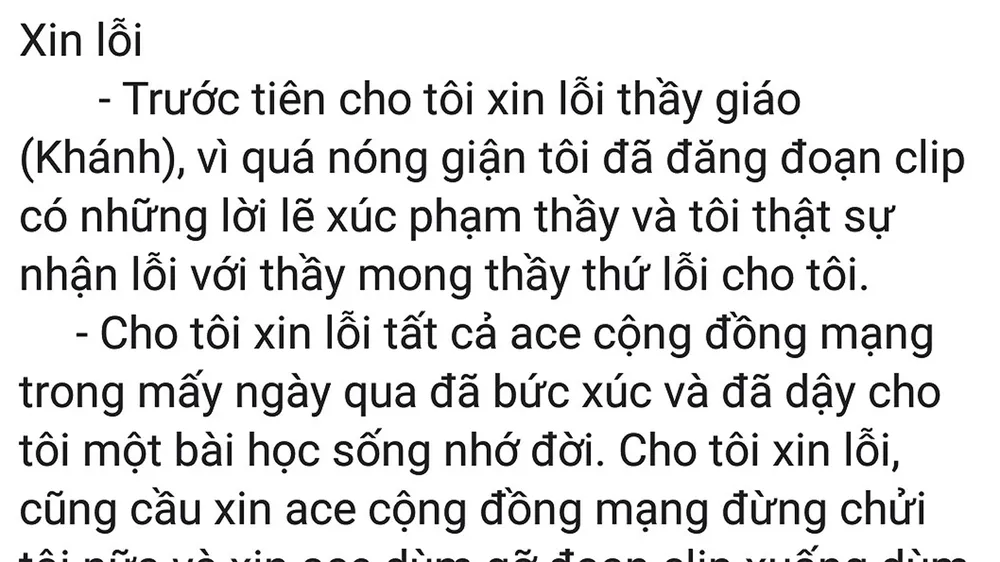 Vụ clip “Chưa chắc bộ đồ thầy mặc giá trị hơn cái quần của con tôi”: Phụ huynh xin lỗi giáo viên ảnh 2