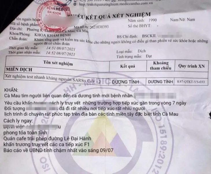 Cà Mau: Lan truyền phiếu xét nghiệm giả, bịa đặt bệnh nhân mắc Covid-19 ảnh 1