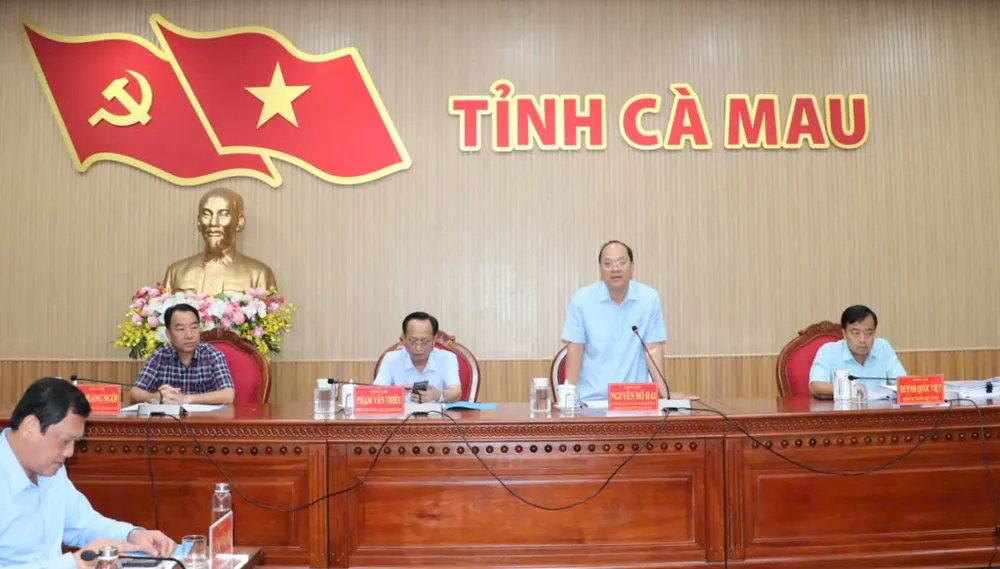 Bí thư Tỉnh ủy Cà Mau Nguyễn Hồ Hải phát biểu tại buổi làm việc