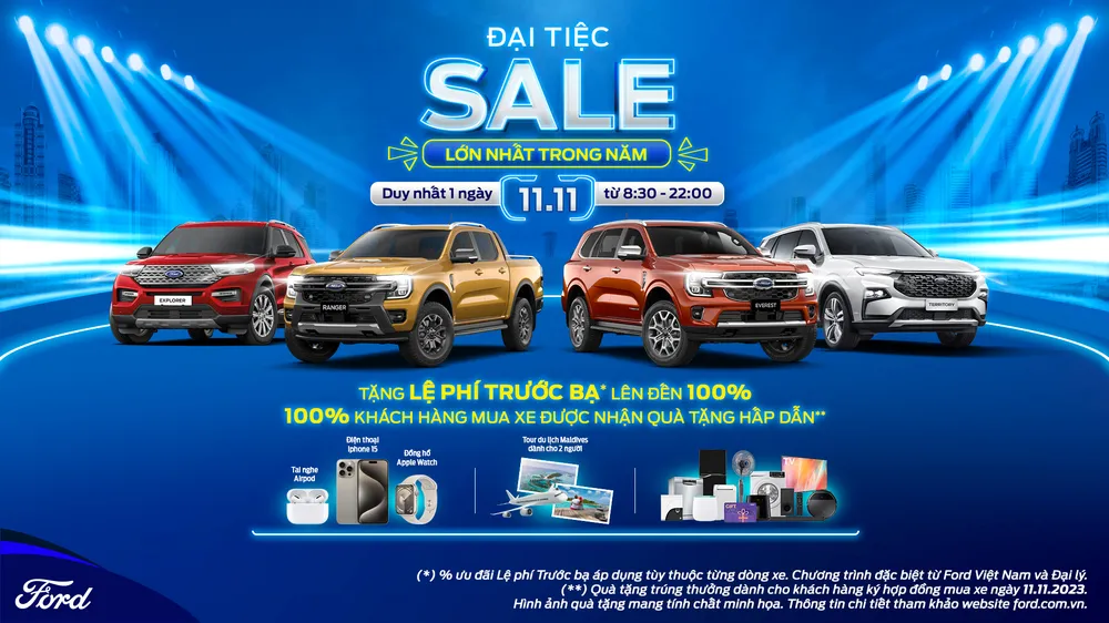 Ford Việt Nam và hệ thống đại lý tổ chức “Đại tiệc Sale” lớn nhất năm, ưu đãi khách hàng trong tháng 11-2023