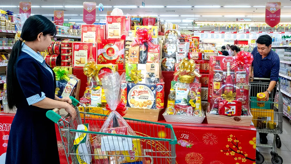 Một số mẫu giỏ quà Tết tại hệ thống bán lẻ SATRA