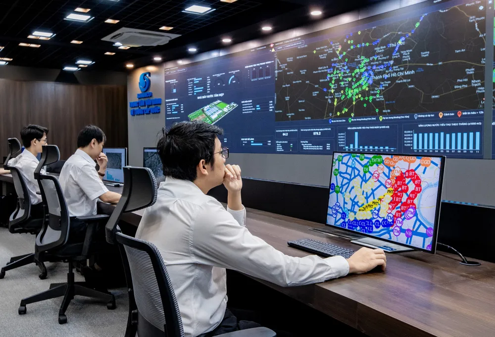 Trung tâm vận hành hệ thống cấp nước giúp SAWACO đẩy mạnh ứng dụng số trong quản lý cấp nước sạch