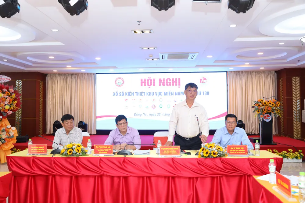 Ông Nguyễn Quốc Chiến-Chủ tịch HĐXSKT Miền  Nam, Chủ tịch HĐTV Công ty XSKT Thành phố Hồ Chí Minh phát biểu tại Hội nghị (2).JPG