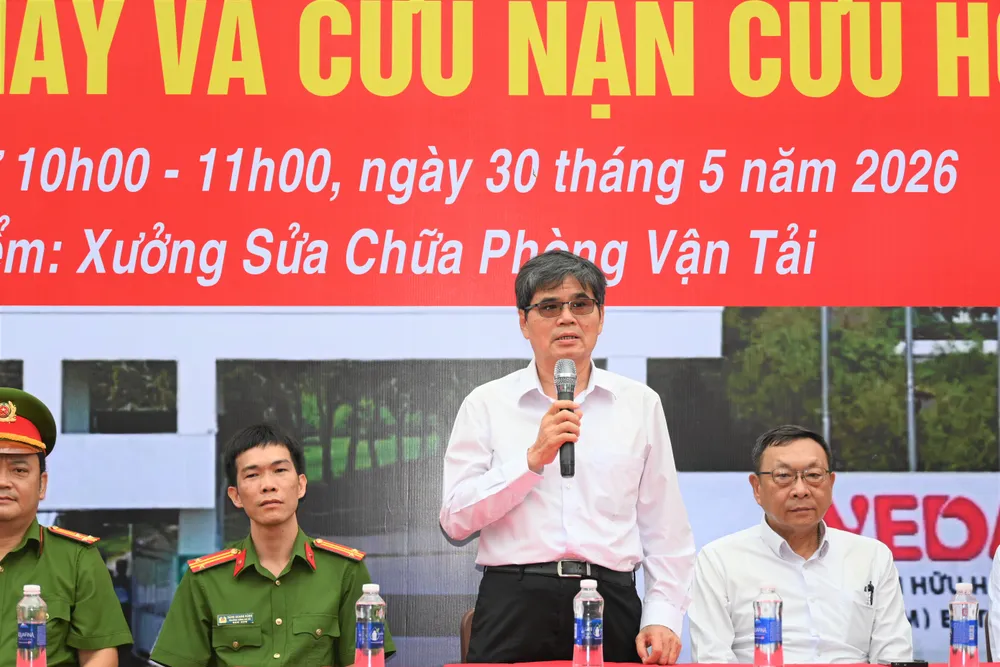 Ông Ko Chung Chih - Phó Tổng Giám đốc Vedan Việt Nam phát biểu tại buổi diễn tập.JPG