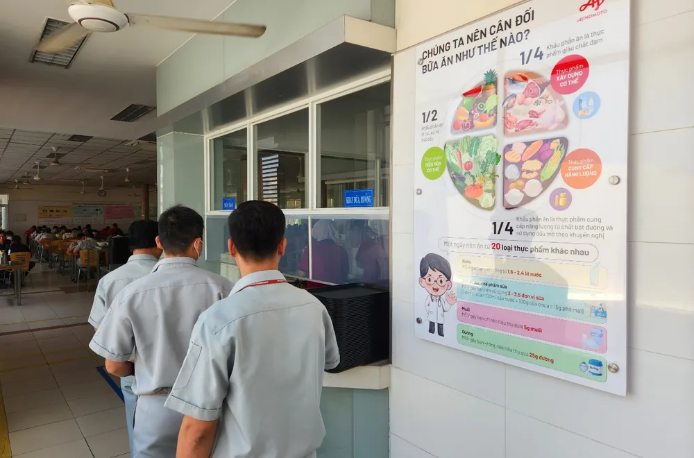 Poster kiến thức dinh dưỡng tại canteen nhà máy Ajinomoto Biên Hòa