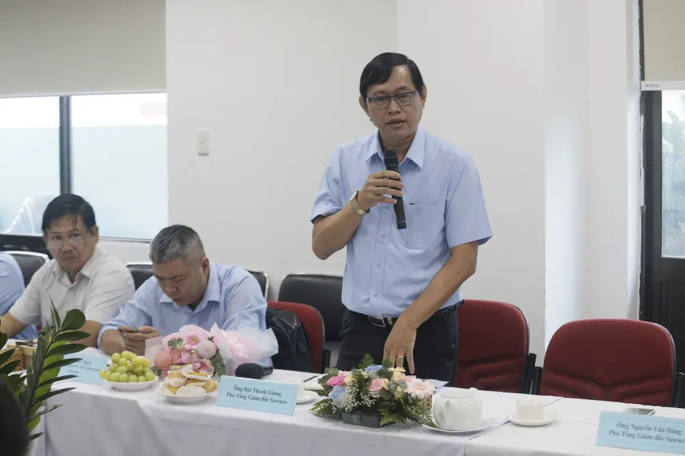 Ông Bùi Thanh Giang, Phó Tổng Giám đốc SAWACO phát biểu tại tọa đàm