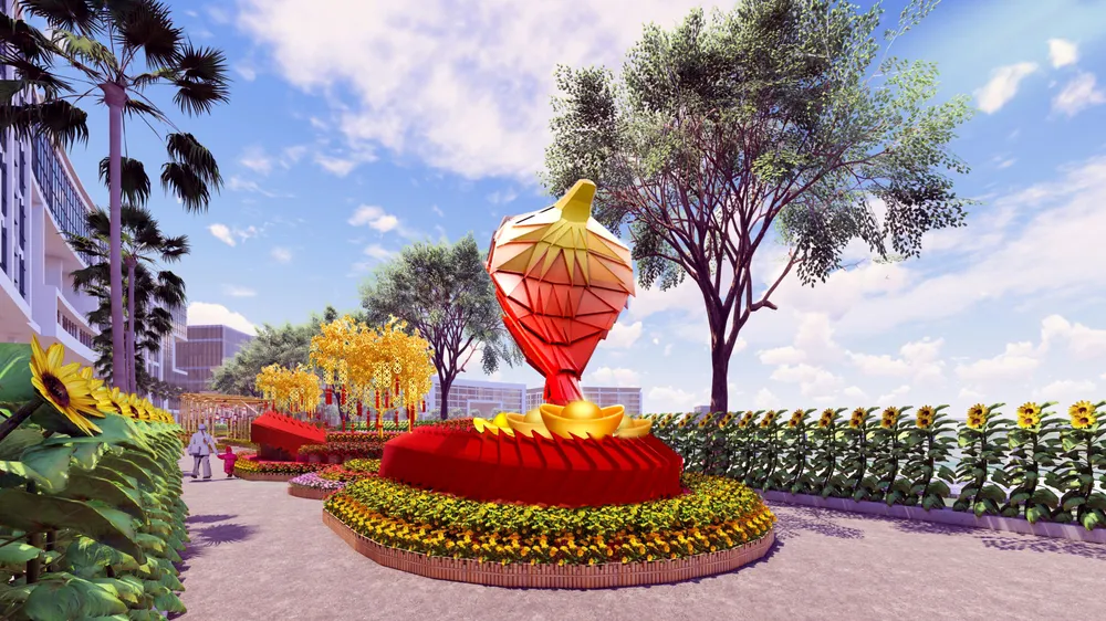 ok- Tiểu cảnh Linh xà đại phú trên Đường hoa Phú Mỹ Hưng Tết Ất Tỵ 2025 (hình phối cảnh).jpg