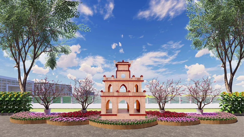 ok -Tiểu cảnh Tháp Rùa trên Đường hoa Phú Mỹ Hưng Tết Ất Tỵ 2025 (hình phối cảnh).jpg