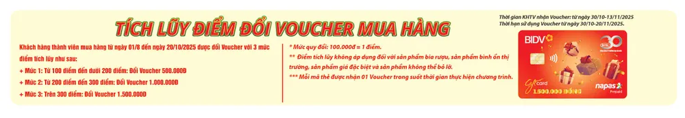 Tích lũy điểm đổi voucher mua sắm tại hệ thống điểm bán của SATRA
