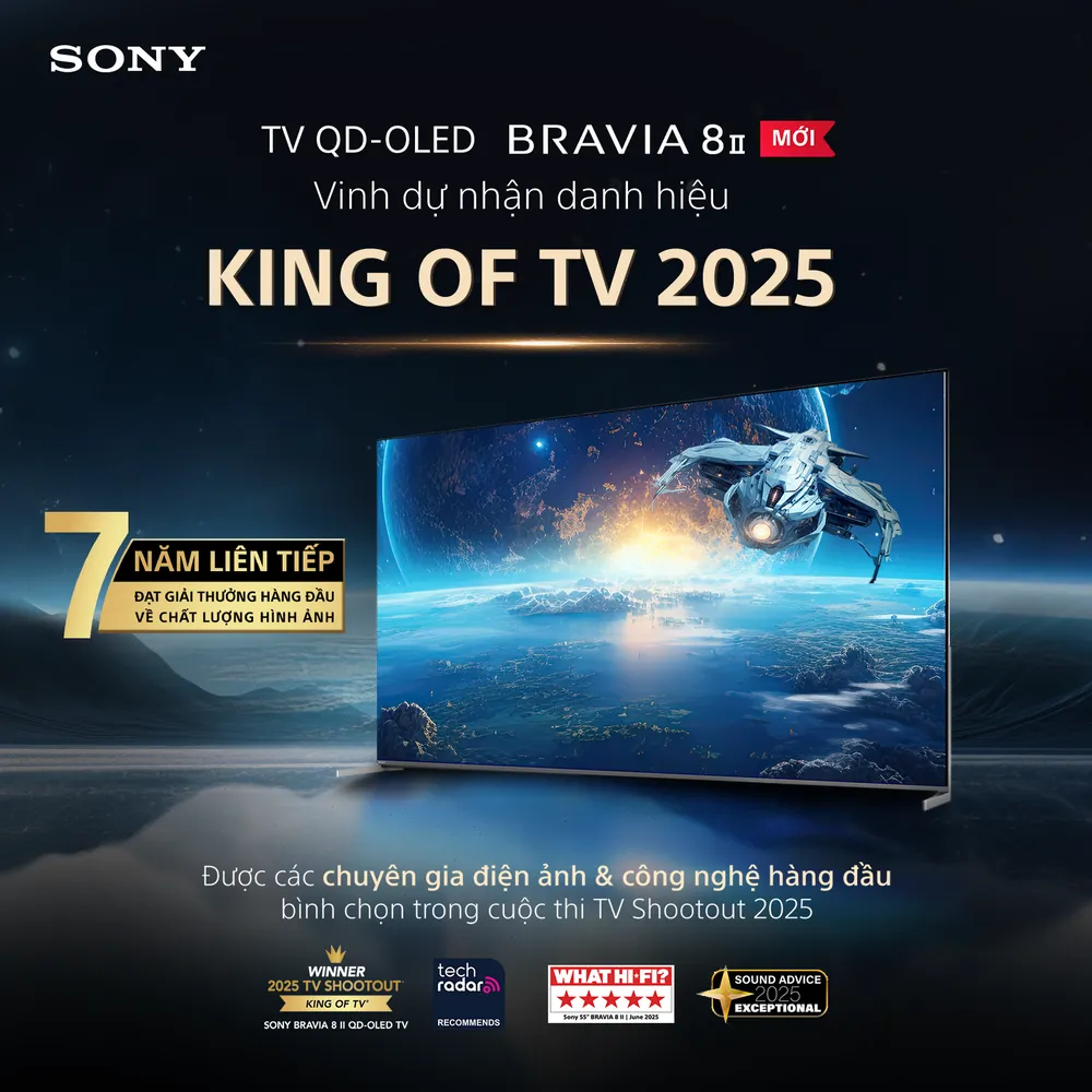 TV chuẩn rạp phim Sony Bravia 8 II lên ngôi “King of TV 2025”