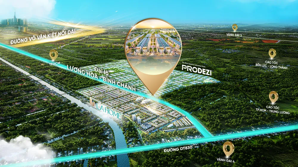 Khu đô thị LA Home tọa lạc trên mặt tiền Đại lộ Lương Hòa – Bình Chánh và tâm điểm kết nối của các tuyến giao thông trọng điểm