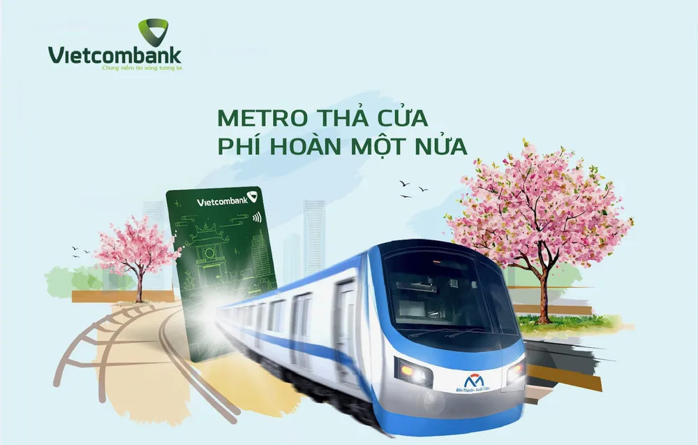 Vietcombank hoàn tiền 50% cho chủ thẻ Vietcombank Visa khi mua vé metro lên tới 450.000 đồng với mỗi khách hàng