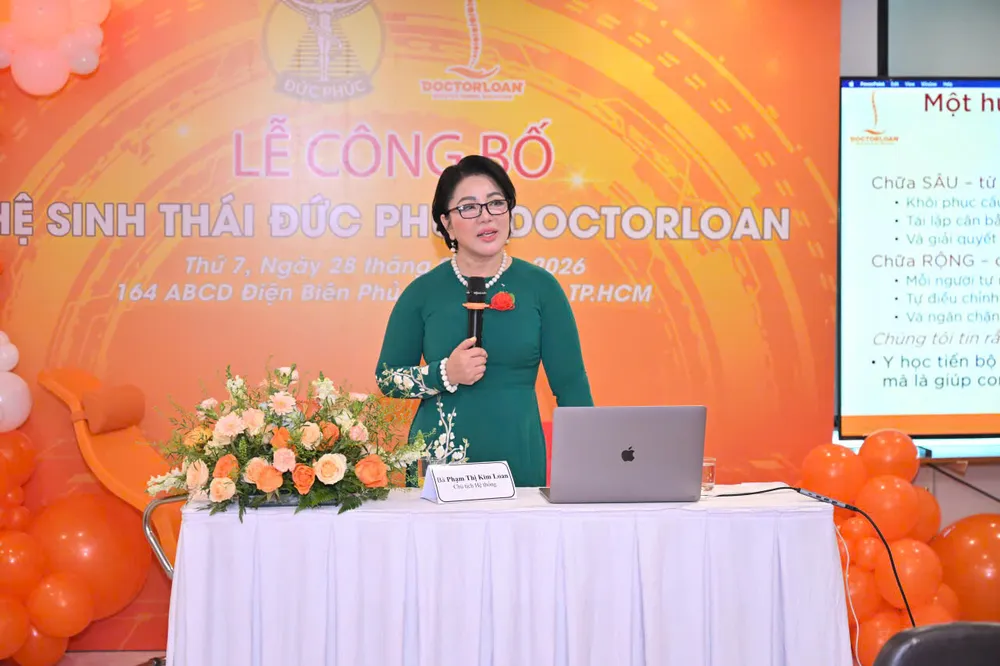 Bà Phạm Thị Kim Loan phát biểu tại lễ công bố