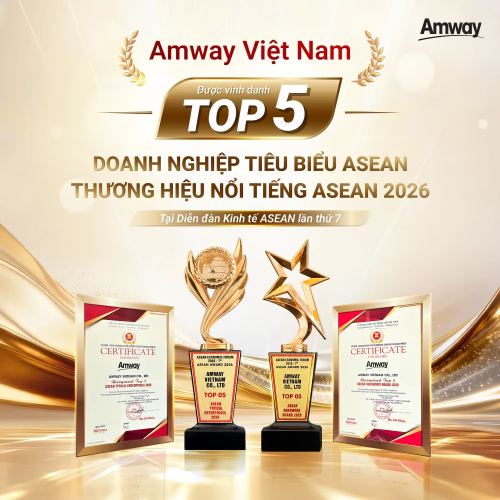 Amway Việt Nam được vinh danh ở hai hạng mục: Top 5 Doanh nghiệp tiêu biểu ASEAN và Top 5 Thương hiệu/ sản phẩm nổi tiếng ASEAN tại Diễn đán Kinh tế ASEAN