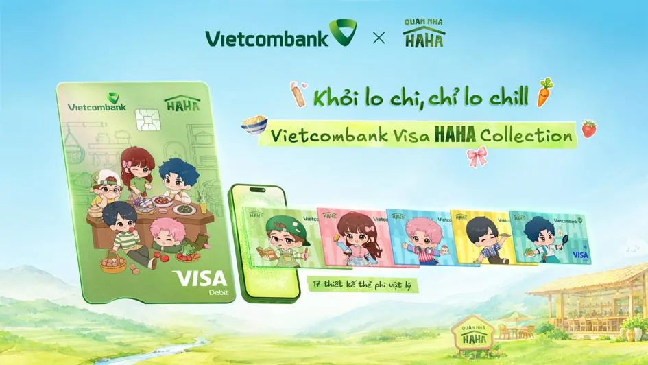 Các phiên bản thiết kế thẻ Vietcombank Visa Haha Collection lấy cảm hứng từ dàn nghệ sĩ Quán Nhà Haha