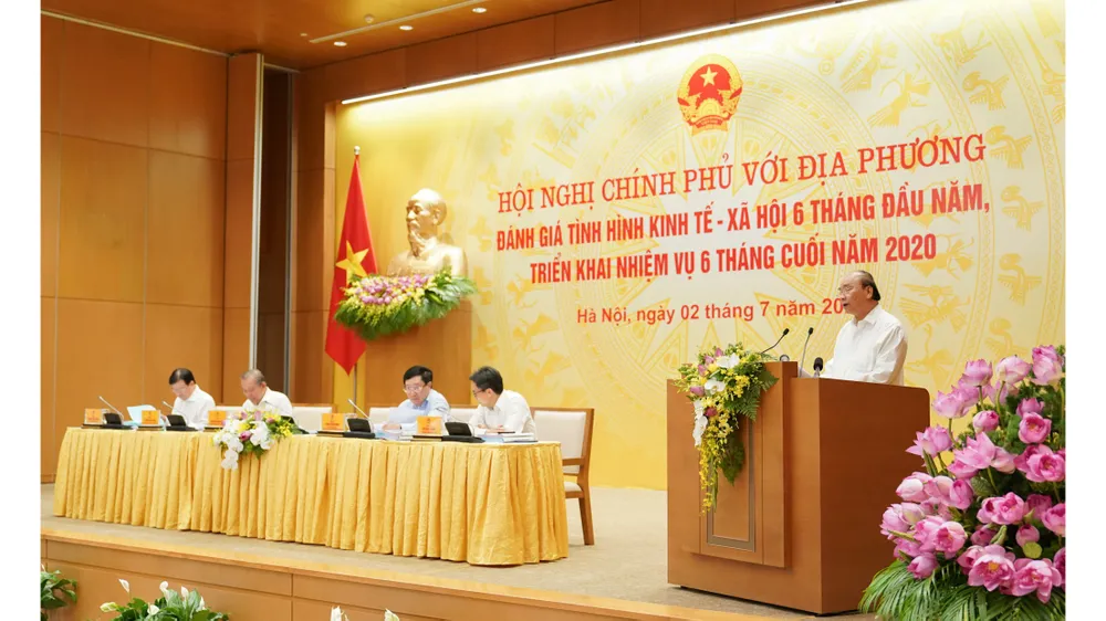 Hội nghị trực tuyến toàn quốc Chính phủ với các địa phương vào ngày 2-7. Ảnh: QUANG PHÚC