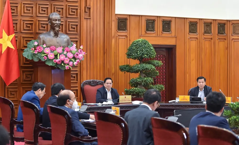 Thủ tướng Phạm Minh Chính làm việc với Bảo hiểm xã hội  Việt Nam. Ảnh: VIẾT CHUNG