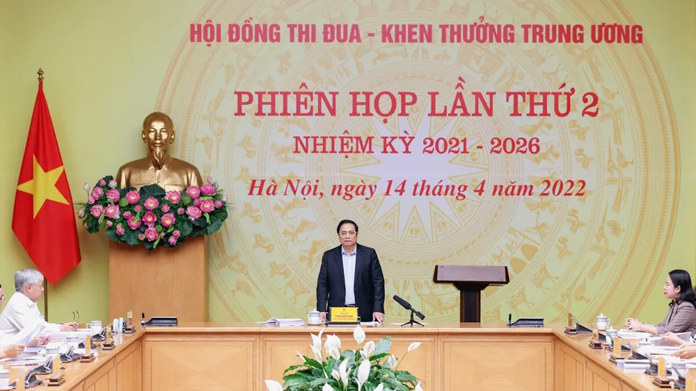 Thủ tướng Phạm Minh Chính chủ trì họp Hội đồng TĐ-KT. Ảnh: VIẾT CHUNG