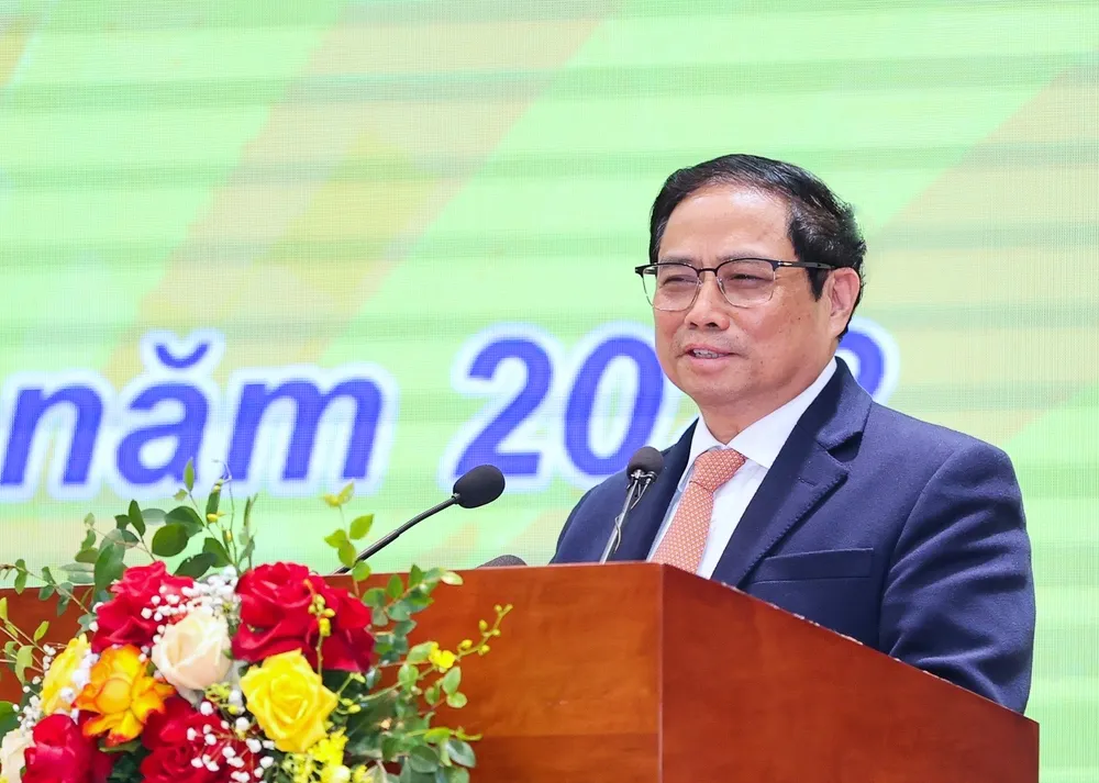 Thủ tướng Phạm Minh Chính phát biểu tại hội nghị triển khai nhiệm vụ của ngành ngân hàng năm 2023. Ảnh: VIẾT CHUNG