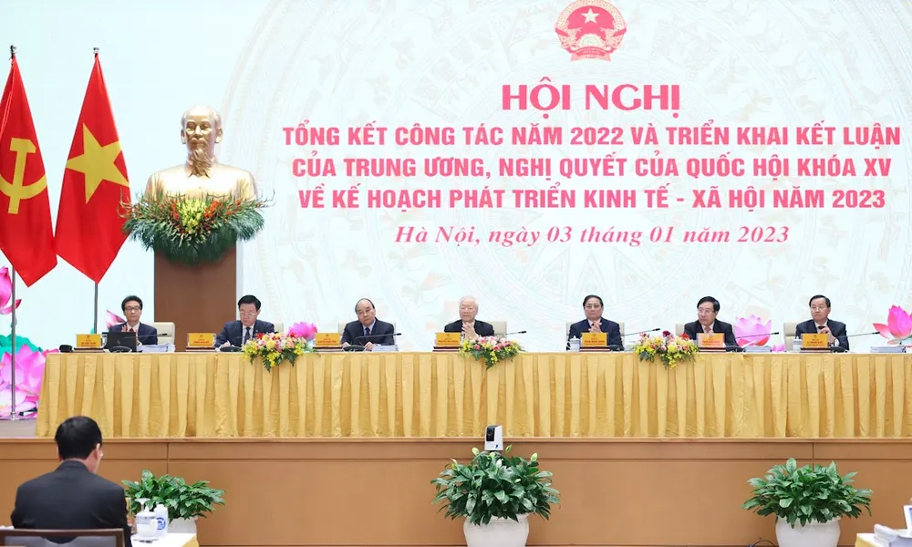 Các đồng chí lãnh đạo Đảng, Nhà nước dự hội nghị. Ảnh: VIẾT CHUNG Các đồng chí lãnh đạo Đảng, Nhà nước dự hội nghị. Ảnh: VIẾT CHUNG