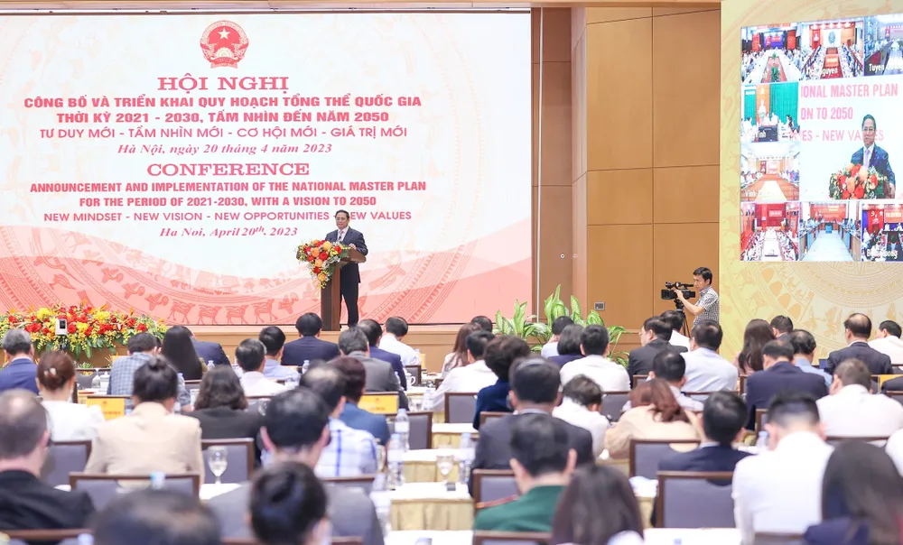 Thủ tướng Phạm Minh Chính dự và phát biểu tại hội nghị công bố và triển khai Quy hoạch tổng thể quốc gia thời kỳ 2021-2030, tầm nhìn đến năm 2050. Ảnh: QUANG PHÚC