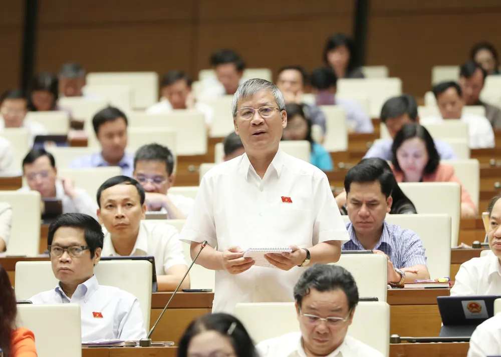 Đại biểu Nguyễn Anh Trí (Hà Nội) thảo luận tại hội trường sáng 29-5. Ảnh: QUANG PHÚC