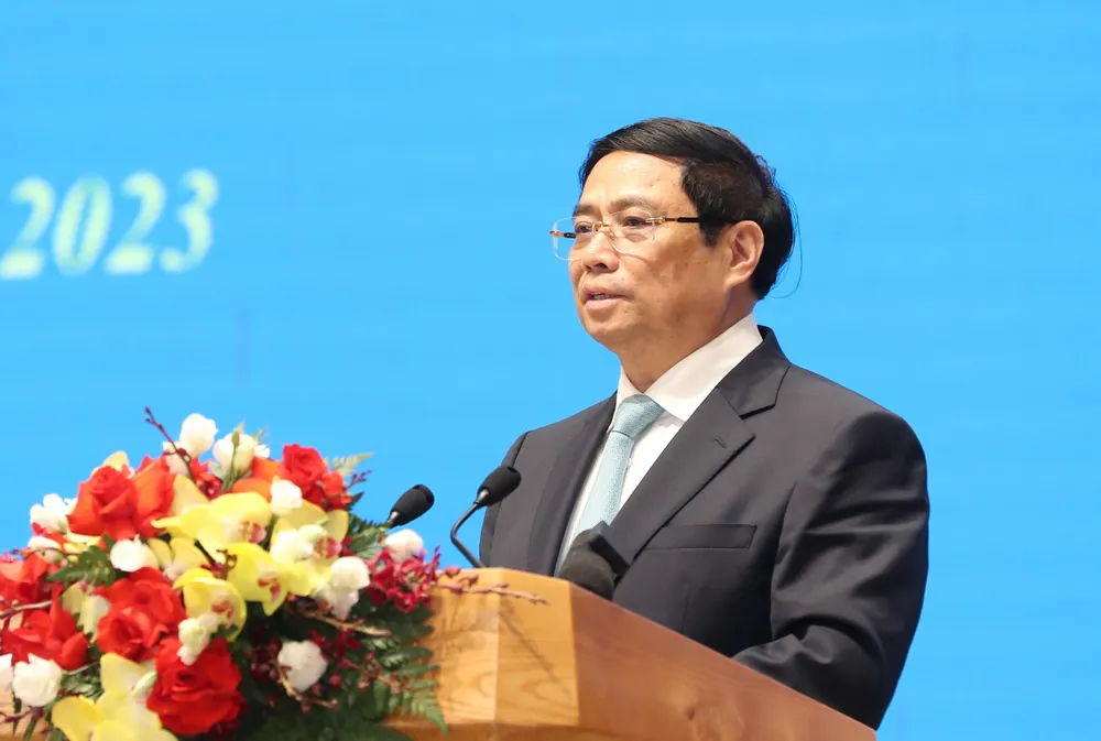 Thủ tướng Phạm Minh Chính tại họp báo. Ảnh: QUANG PHÚC