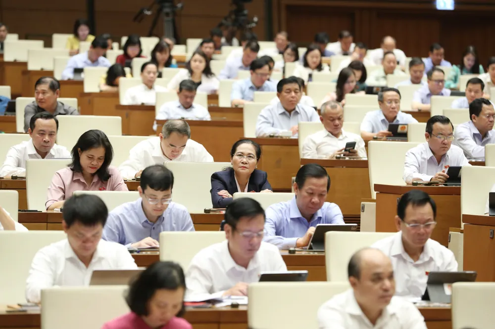 Các ĐB Quốc hội dự phiên chất vấn sáng 8-6. Ảnh: QUANG PHÚC